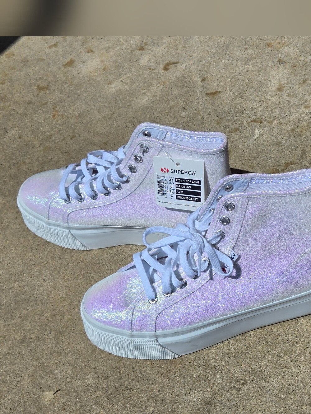 NWT Superga Iridescent Hi Top Sneakers for Women 9.5